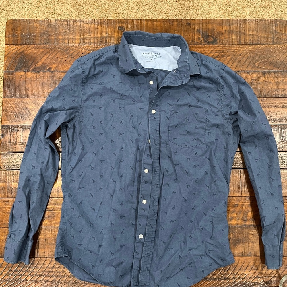 Banana Republic cotton Men's Blue Button-Up Shirt